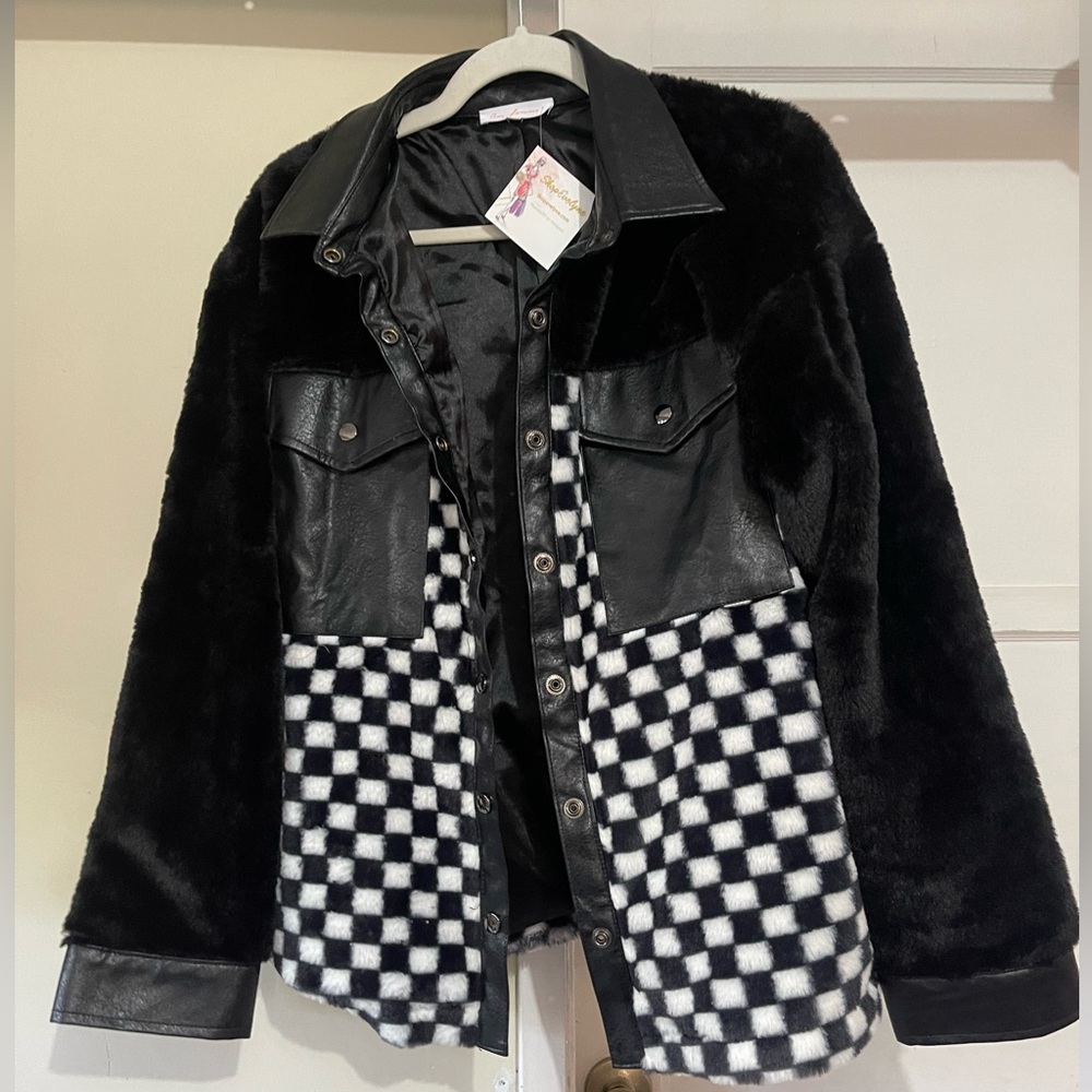 Faux Leather and Faux Fur Shacket